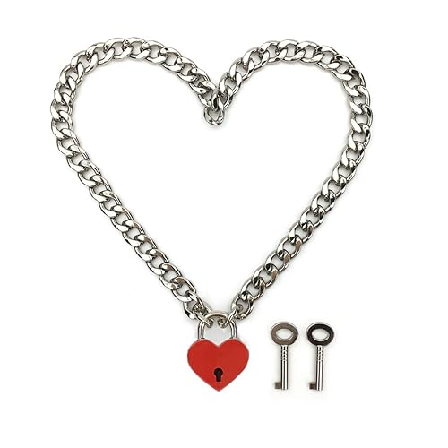 Succuba Padlock Necklace Chain Collar Choker with Two Keys and Box