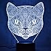 3D LED Night Lamp, Night Lighting, Optical Illusion Visual Lamp, 7 Colors Change, Touch Button, Decor Lamp, Bedside Lamp, Creative Lamp, Kids Gifts (Cat)