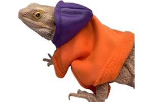 hokable Lizard Clothes for Bearded Dragons Reptile Apparel Handmade Cotton Material Hoodies Gift for Lizard Small Animal Gecko Chameleon(Orange and purple)