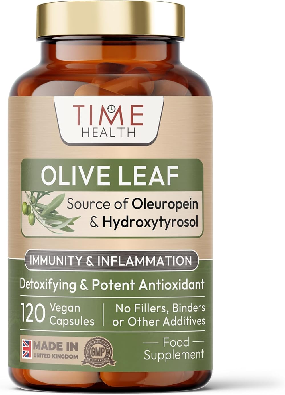 Time Health Olive Leaf Extract Spanish Source 120 Count Pullulan UK Made