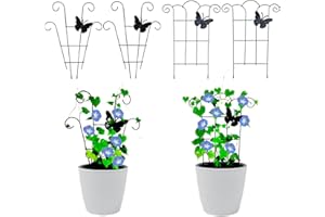 JuniLty 4 Pack Garden Trellis for Climbing Plants Butterfly Kit Special Design, Medium Trellis for Potted Plants Black Metal Climbing Plant Trellis Indoor Outdoor Plant Stakes Support Growth of Ivy