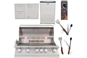 Lion Premium Grills 40-Inch Natural Gas Grill L90000 with Lion Door and Drawer Combo with Towel Rack and Lion Refrigerator Package Deal with 5 in 1 BBQ Tool Set