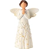 Prayer Angel Figurine with Tree of Life Design, Hand-Painted Resin Sculpture for Comfort, Healing, Remembrance, Peace & Sympathy - Thoughtful Gift for Women, Home Decor Memorial Keepsake Statue