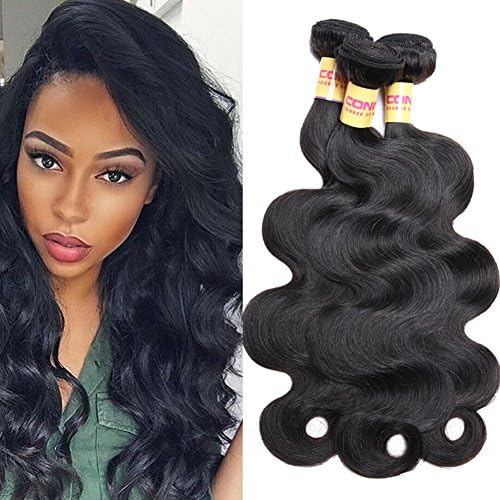 Connie Hair 8A Peruvian Body Wave 3 Bundles Unprocessed Virgin Human Hair Weave Weft Mixed Length 16 18 20 Natural Black Total 300g
