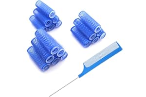 MOODKEY 18PCS Self Grip Small Hair Curlers Heatless Roller Hair Curlers Pro Salon Hairdressing Curler DIY Curly Hairstyle Hair Rollers Tools Rat Tail Comb for Women Medium Short Hair(0.8 x 2.4 Inch)