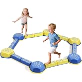 HappyField 18Pcs Non‑Slip Balance Beam Stepping Stones for Kids Ages 3+ | Stackable Obstacle Course Balance Board Thicken Plastic Hold up 220LBS Indoor Outdoor Sensory Toy