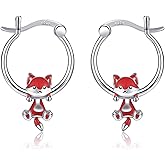 VONALA 925 Sterling Silver Fox Earrings for Women Fox Jewelry Aniaml Hoop Earrings