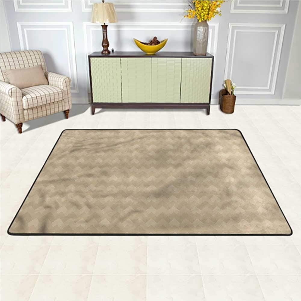 Carpet Cream, Abstract Geometry Zigzags Modern Geometric Area Rug Non Slip Absorbent Super Cozy 6.5 x 10 Feet