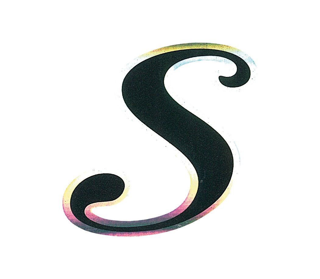 Quattroerre Holographic Letter S Sticker, Black Metal