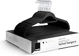 KEPLIN Velvet Hangers 20 Pack Non-Slip with Tie Bar 360° Hook Black