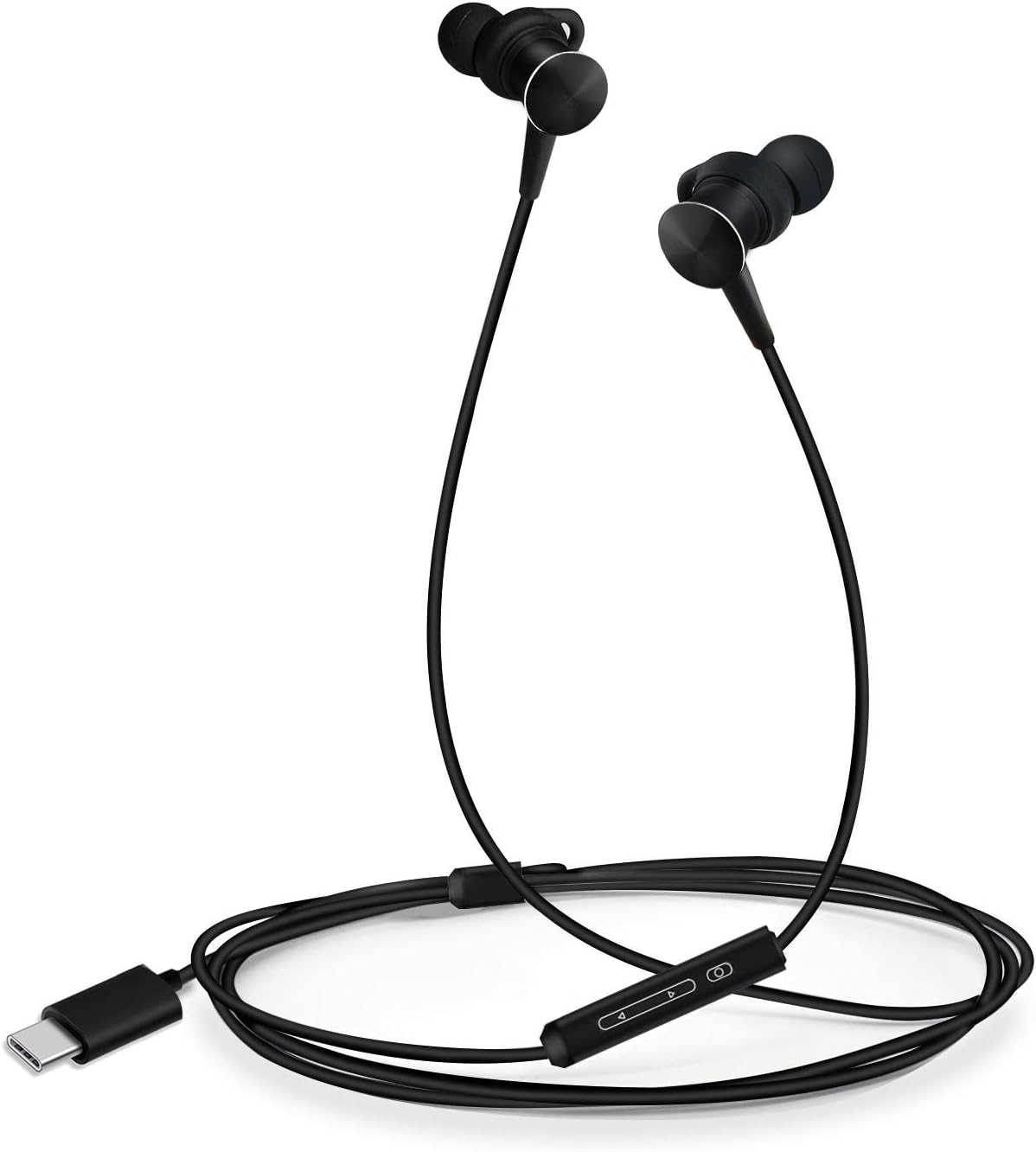 Type C Headphones Ecoker Hi-Fi Digital Stereo Earbuds in-Ear Noise Cancelling Earphones with Mic for Google Pixel 2/3/XL, Huawei Mate 10/20/P20/Pro, Moto Z/2/3, HTC U11/12, Essential PH-1 - Black