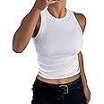 GEMBERA Womens Sleeveless High Neck Racerback Ribbed Knit Fitted Basic Cotton Cropped Tank Top