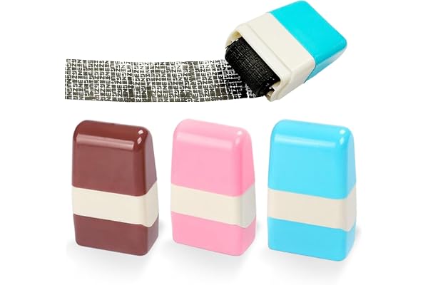 Identity Protection Roller Stamp Kit - 3pcs Extra Large Roller, Refills Included, Waterproof Stickers - Designed for Identity