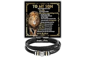 VIRAGIL To My Son Leather Bracelet, Son Gifts From Mom And Dad, Bracelets For Sons From Father Mother, Gift For My Sons Christmas, Graduation Birthday With Message Card And Gift Box