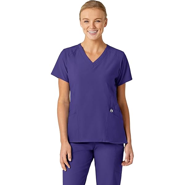 ジオメトリックショートスリーブトップス&レギンス　ピンク　XSサイズ Amazon.com: KOI Basics Women's 4 Pocket Katie Mock Wrap Scrub Top