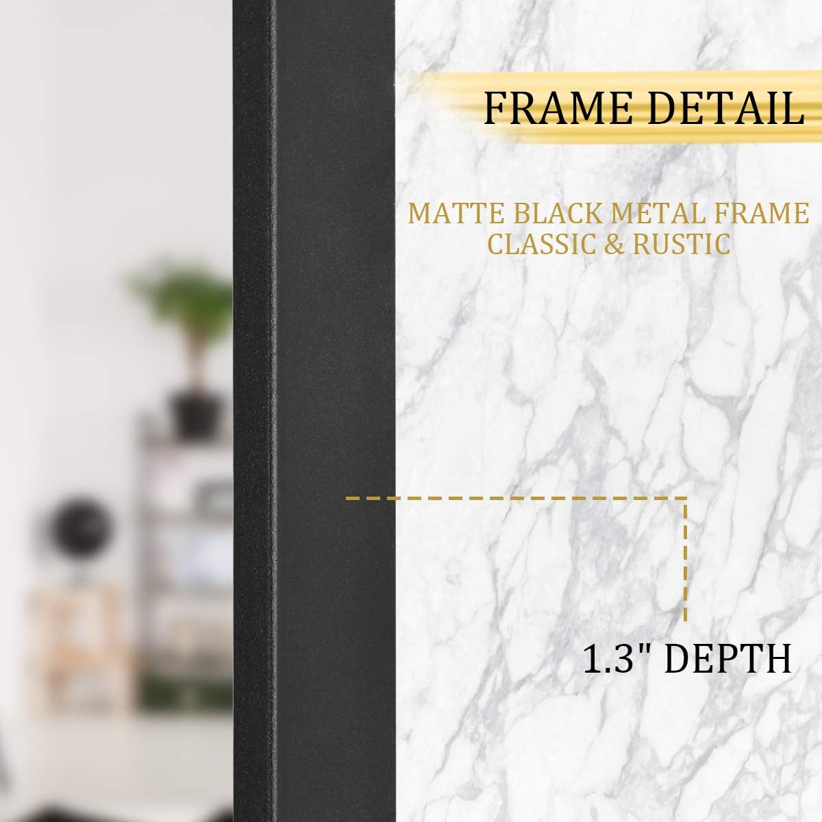 LEORISO 24 x 32” Black Bathroom Mirror for Wall, 1.3” Metal Frame Rectangle Mirror, Wall-Mounted Mirror Hangs Horizontal Or Vertical: Furniture & Decor