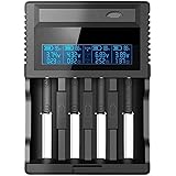 Chargeur de batterie intelligent universel, chargeur rapide à 4 baies avec écran LCD pour batteries rechargeables Ni-MH/Ni-Cd
