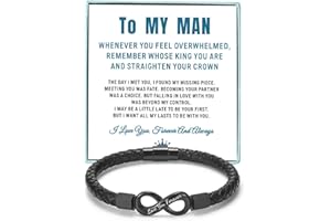 Coolvy To My Man Straighten Your Crown Bracelet for Husband Boyfriend Mens Braided Leather Bracelets Valentine Birthday Christmas Gifts for Him