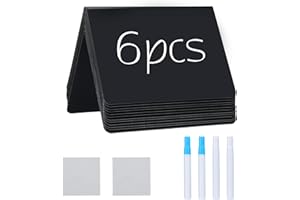 GRENNMAULER 6 Pack Mini Chalkboard Signs, 4"x3" Small Chalkboard Sign, Food Labels for Wedding Party Buffet Bakery Table Signs