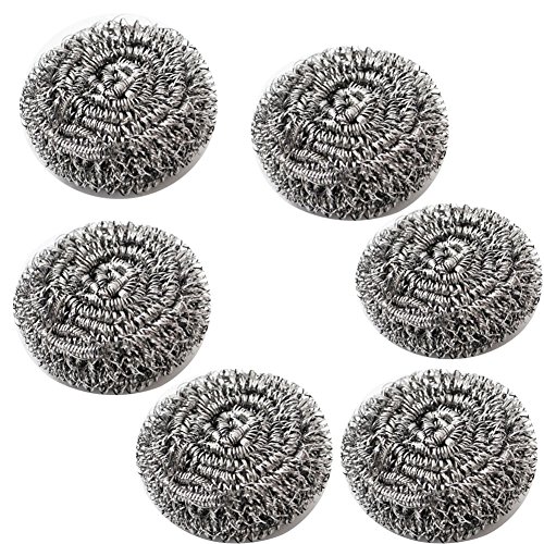 Wecando Stainless Steel Scourer Bathroom Sponges Scrubbers kitchen scouring ball pan cleaning ball (Pack of 6) - Thumbnail 7