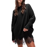 Cicy Bell Womens Mock Neck Sweaters Batwing Long Sleeve Chunky Knit Pullover Oversized Fall Casual Trendy Sweater Tops