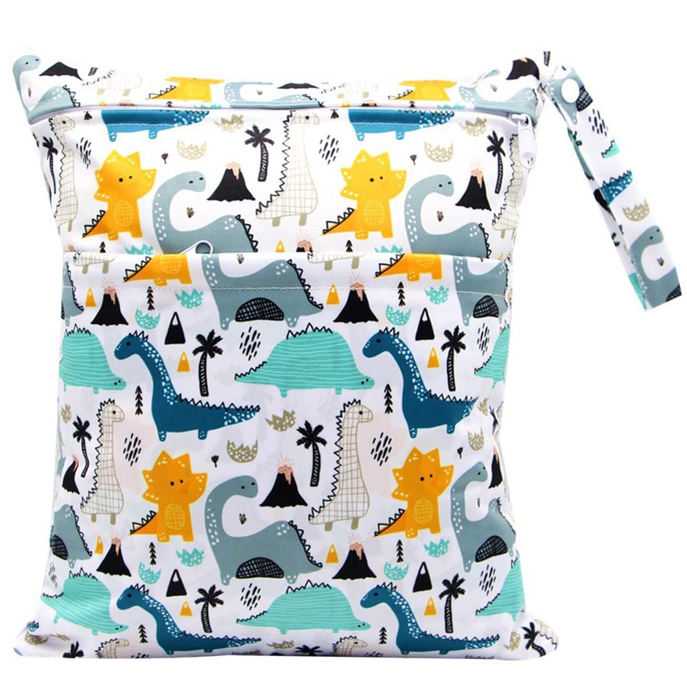 FenFang WetBag, Cloth Nappy Bags Produce Bags Wet Dry Suit Bag Storage Organiser, Waterproof Washable Reusable Large Double Zipper Bag for Baby Diapers Daycare Travel Beach Pool Gym (Blue)