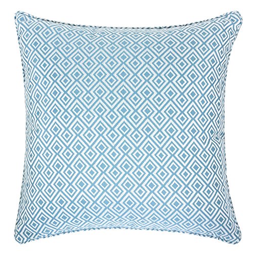 Homey Cozy Jacquard Cotton Throw Pillow Cover,Turquoise Diamond Modern Silk Plaid Textured Sofa Couch Decorative Pillow Case 20x20,Cover Only