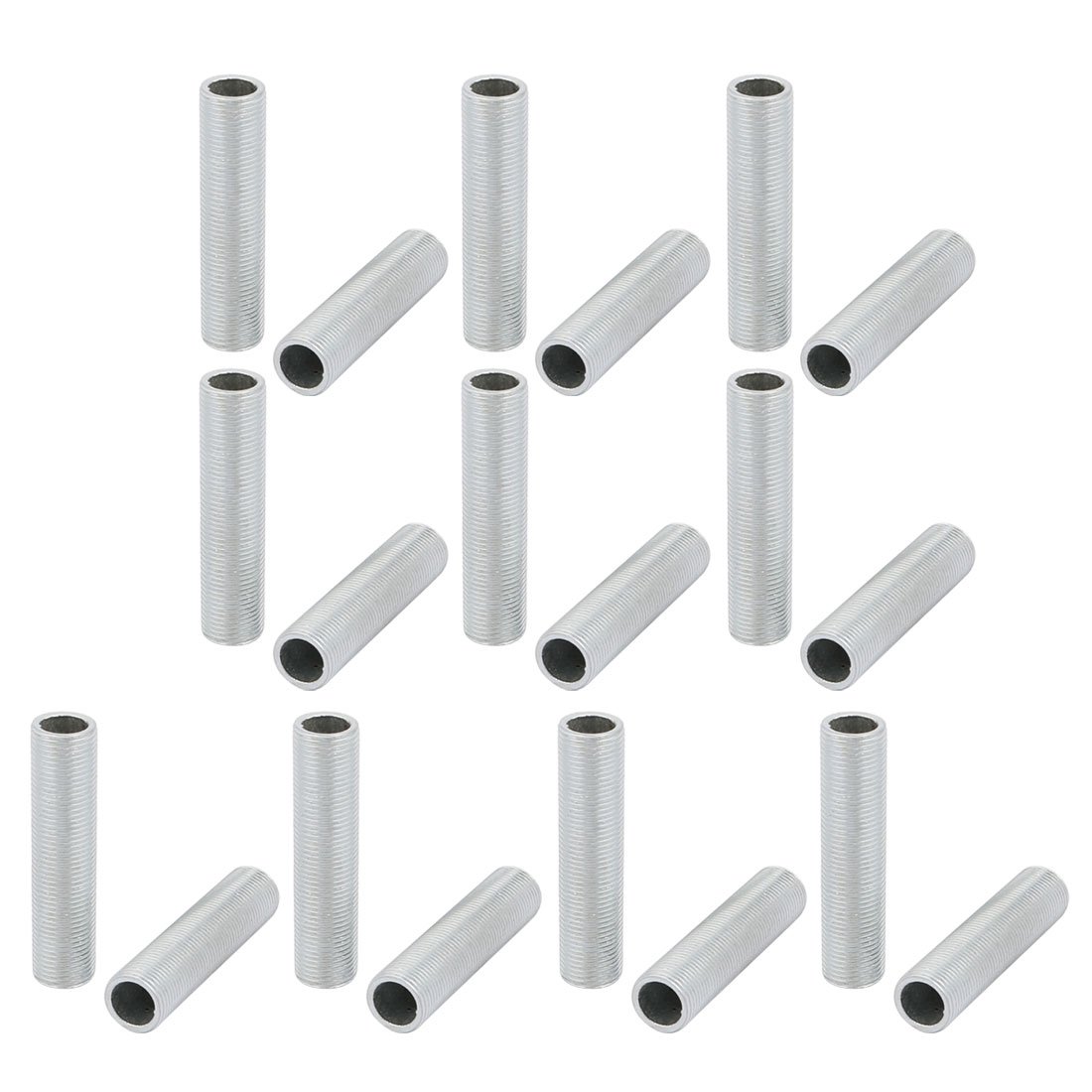 Sourcingmap Lamp Pipe Nipple, M12 Thread 50mm Length Hollow Lamps Repair Part Hardware for Lamp Lights, Zinc Alloy Silver Tone, Pack of 20