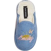 Lucky Brand Girls Micro Suede Scuff Slippers, Fuzzy Rubber Sole House Shoes, Kids Faux Fur Lined Indoor Outdoor Slipper