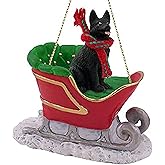 German Shepherd Sleigh Ride Christmas Ornament Black - Delightful!