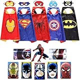 Zaleny Superhero Dress Up Costumes 5 Satin Capes with Felt Masks and Stickers