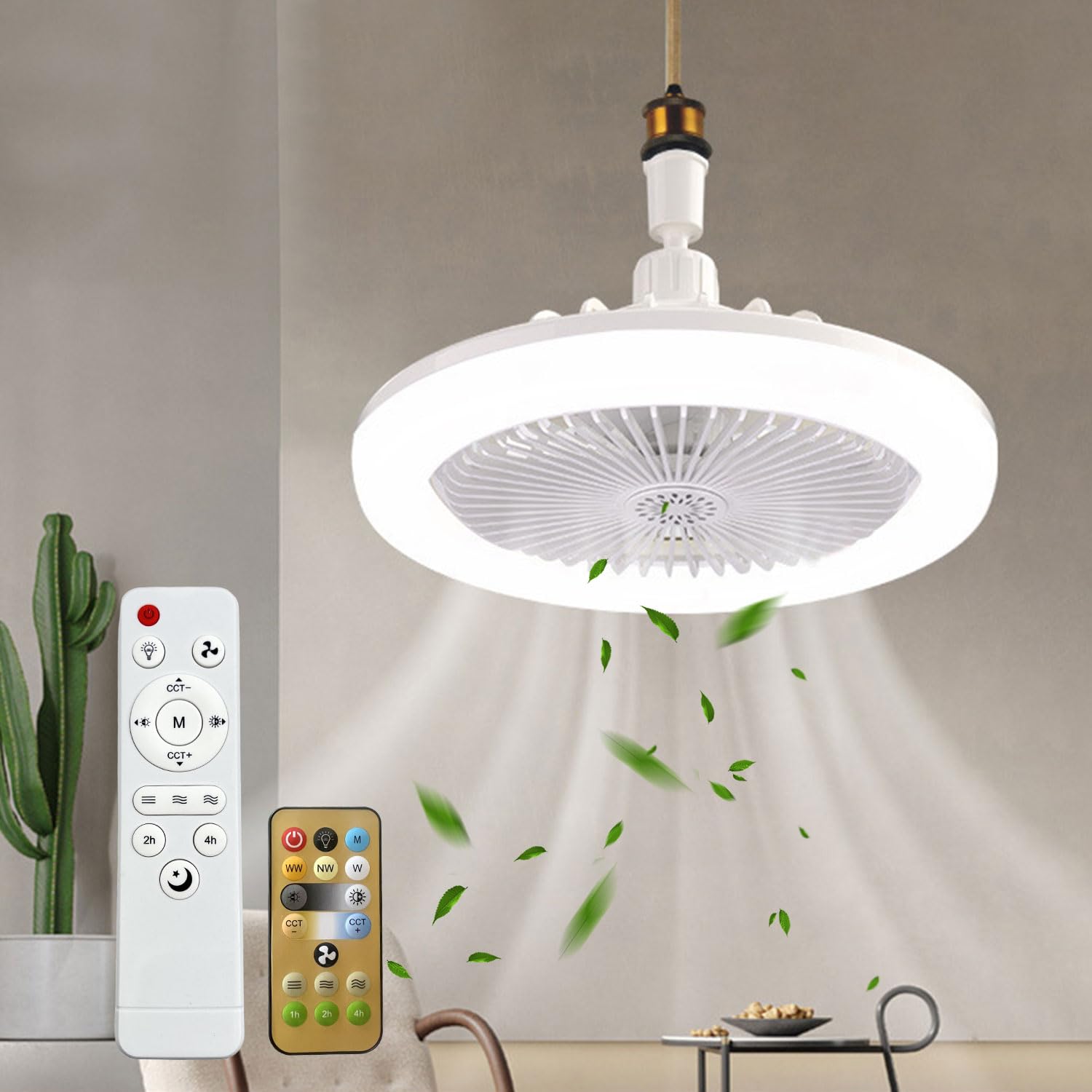 YumSur LED Ceiling Fan with Lights,30W Ceiling Fan Lights with Remote Control,3 Color Dimmable LED,3 Speeds,Modern Fan Lighting for Living Room,Dining Room,Bedroom,Office (Style 1)