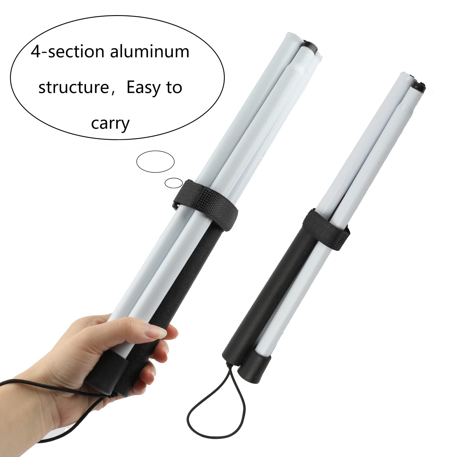 Folding Blind Cane Walking Stick with Red Reflective Tape for The Blind and Visually Impaired People,48 inch Collapsible Non-Slip Aluminum Cane