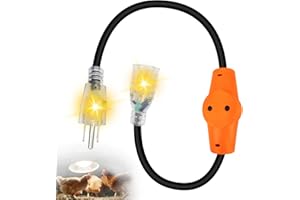 Temperature Controlled Extension Cord, Auto 37°F(3°C) On/50°F(10°C) Off, YeloDeer Energy-Saving Thermostatically Controlled Outlet for House 120V 15A Plug in Thermostat for Heater