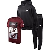 New Balance Boys Pants Set - 3 Piece Boys Pullover Hoodie Jogger Pants and Graphic Tee Outfit for Boys & Toddlers (2T-12)