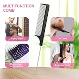 URAQT 2 Pcs Boar Bristle Paddle Hairbrush with Tail Comb Pink Purple view 6