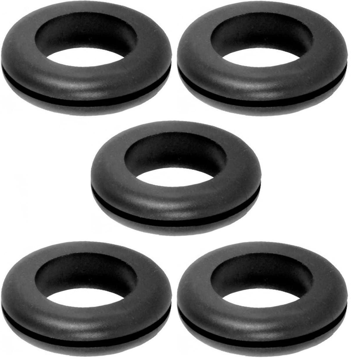 cyclingcolors 5 Pack Black Rubber Round Ring Grommets (D1 = 29mm x D = 23mm x H1 = 1.5mm) for Vibration Inhibition and Commercial Use, Temperature Rating 120-140°C