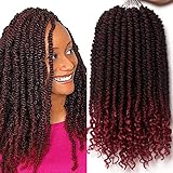 12 Inches 6 Packs Senegalese Spring Twist Hair with Curly Ends Short Ombre Crochet Hair Bounce Synthetic Crochet Braids (T1B-Burgundy)