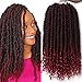 12 Inches 6 Packs Senegalese Spring Twist Hair with Curly Ends Short Ombre Crochet Hair Bounce Synthetic Crochet Braids (T1B-Burgundy)