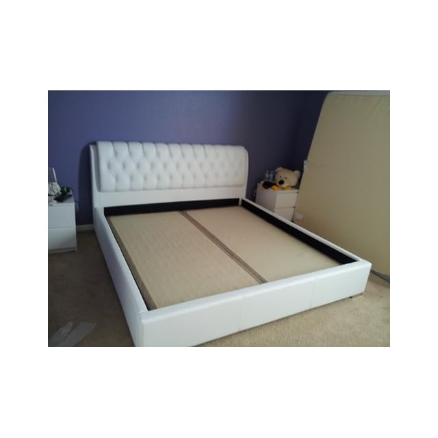Baxton Studio Bianca White Modern Bed with Tufted Headboard, King on