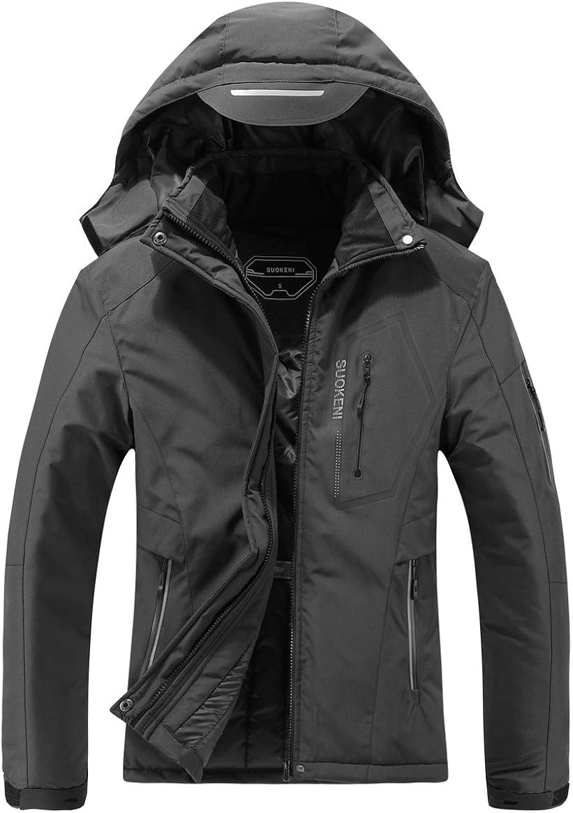 SUOKENI Women's Waterproof Warm Winter Snow Coat Hooded Raincoat Ski