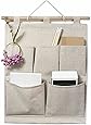 KINGREE Over the Door Magazine Storage Pockets, Wall Door Closet Hanging Storage bag organizer, (5 Pockets-Nature)