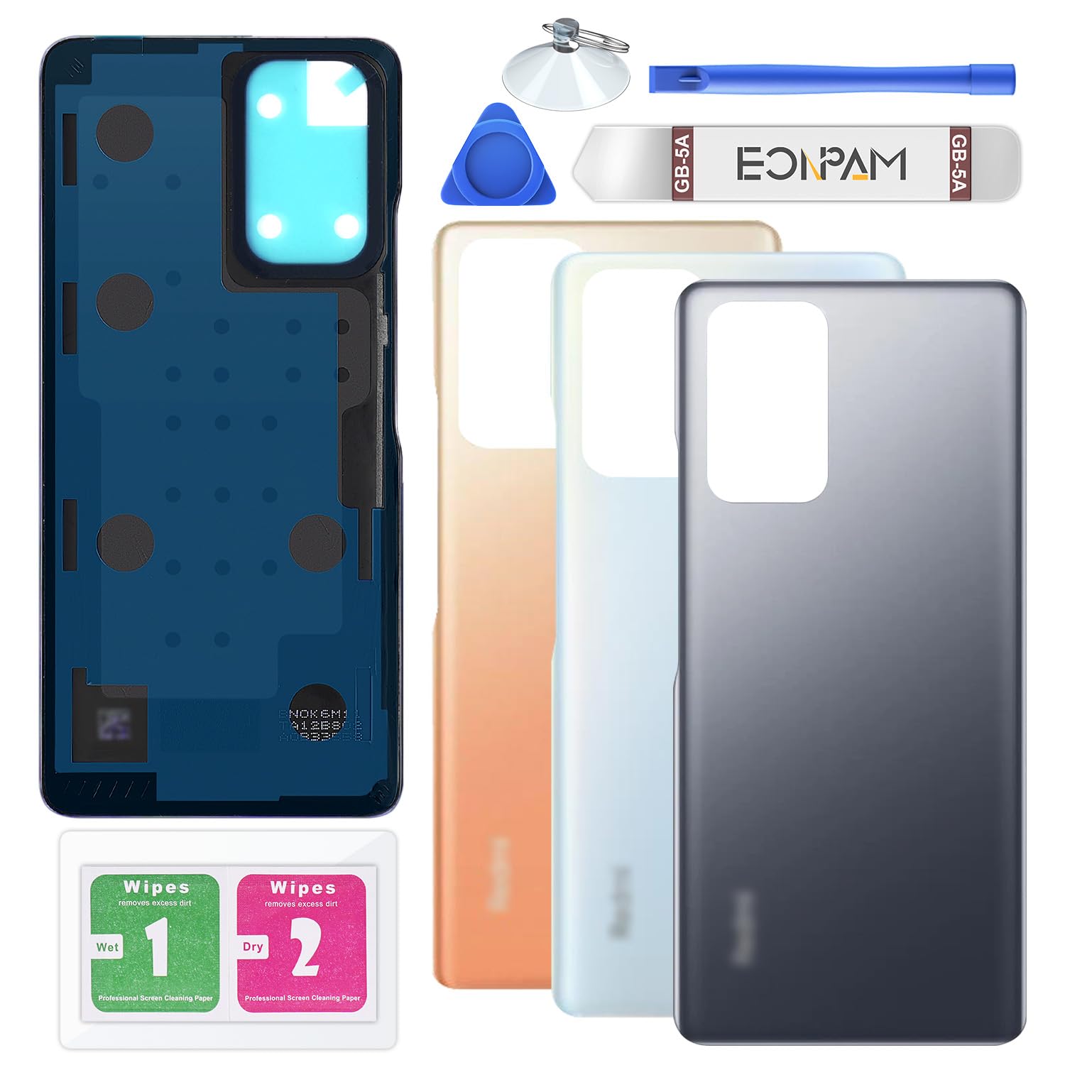 Eonpam Back Cover Glass for Xiaomi Redmi Note 10 Pro Rear Glass Replacement with Repair Kit Genuine Rear Housing (Onyx Gray)