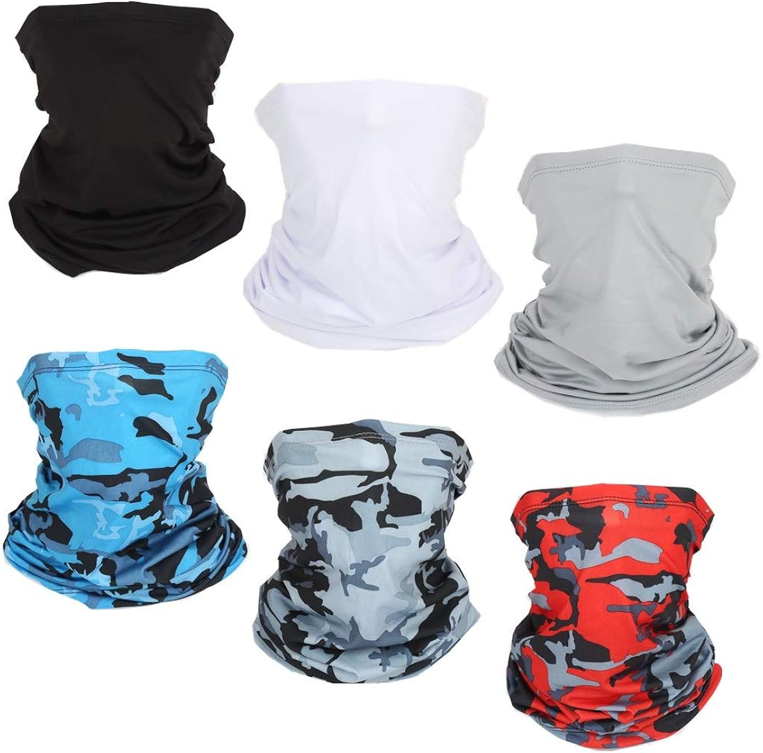 Sun Face Mask Neck Gaiter Windproof Scarf (Color 4(6 PCS)) at  Men’s Clothing store