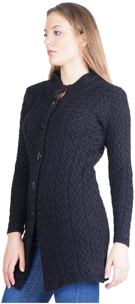 montrex acro wool winter long coat for women, girls (black)