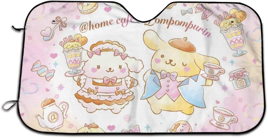 Amazon ポムポムプリン 2 車用 サンシェード カーフロントカバー 紫外線対策 遮光 断熱 130 70cm 吸盤取付 Suv車 普通車汎用 Uvバイザーは車を涼しく保ちます サンシェード 車 バイク