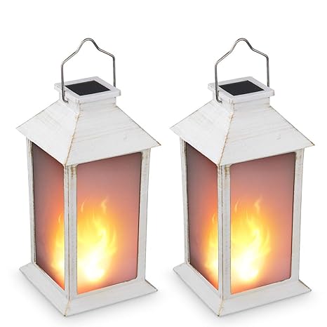 Amazon Com 13 Vintage Style Solar Powered Candle Lantern Metallic