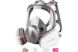 VOCITXI Full Face Respirator Mask - Reusable Organic Vapor Gas Mask with Activated Carbon Filters and Anti-fog Gas Cover Against Dust Fume for Painting, Polishing, Welding, Staining, Cutting