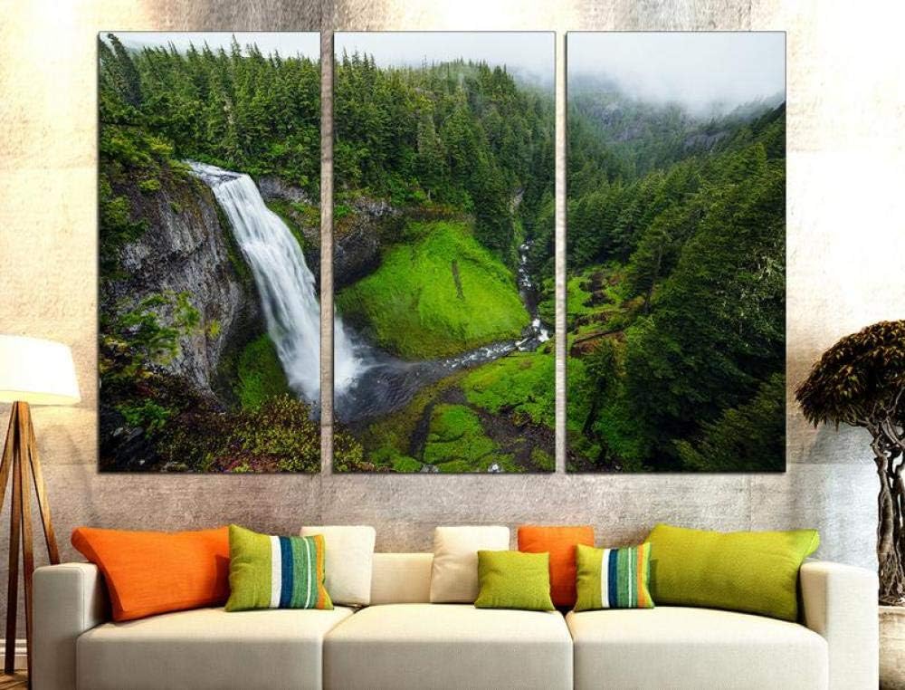 DDSDA 3 Panel Wall Art 40x60CM（15x23 inches） Waterfall Nature Forest