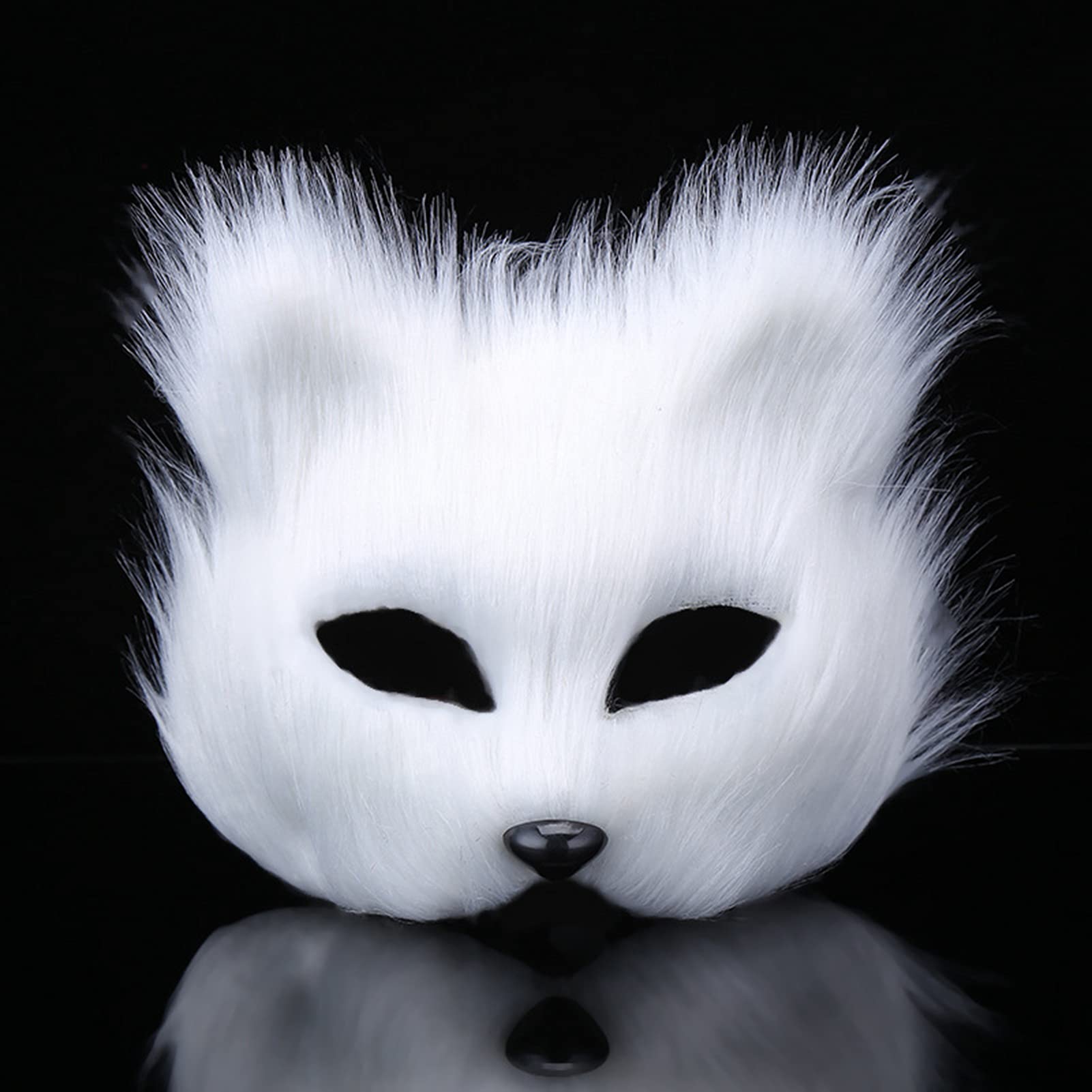 XINCHIA Furry Fox Mask Halloween Cosplay Costume Half Face Veil Eyewear Fancy Dress Eye Mask Halloween Party Makeup Prop Costume Accessory Animal Party Cat Mask for Easter Carnival Cosplay